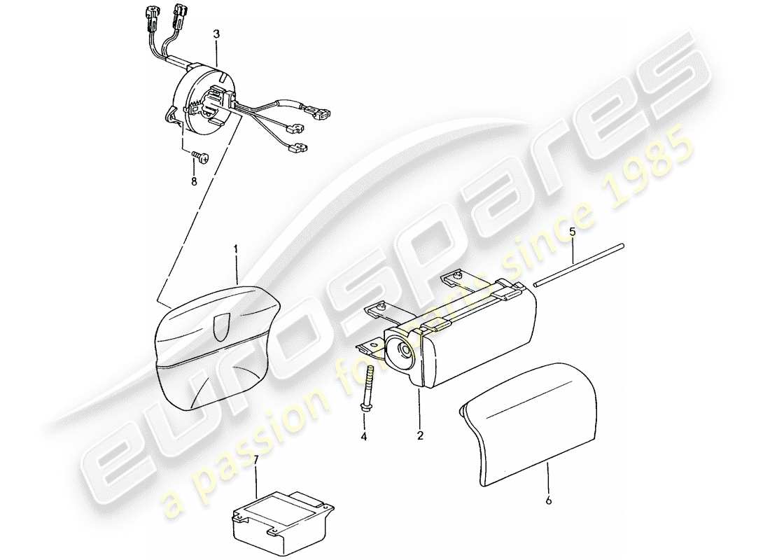 porsche 2005 (996 gt3) airbag diagramma delle parti