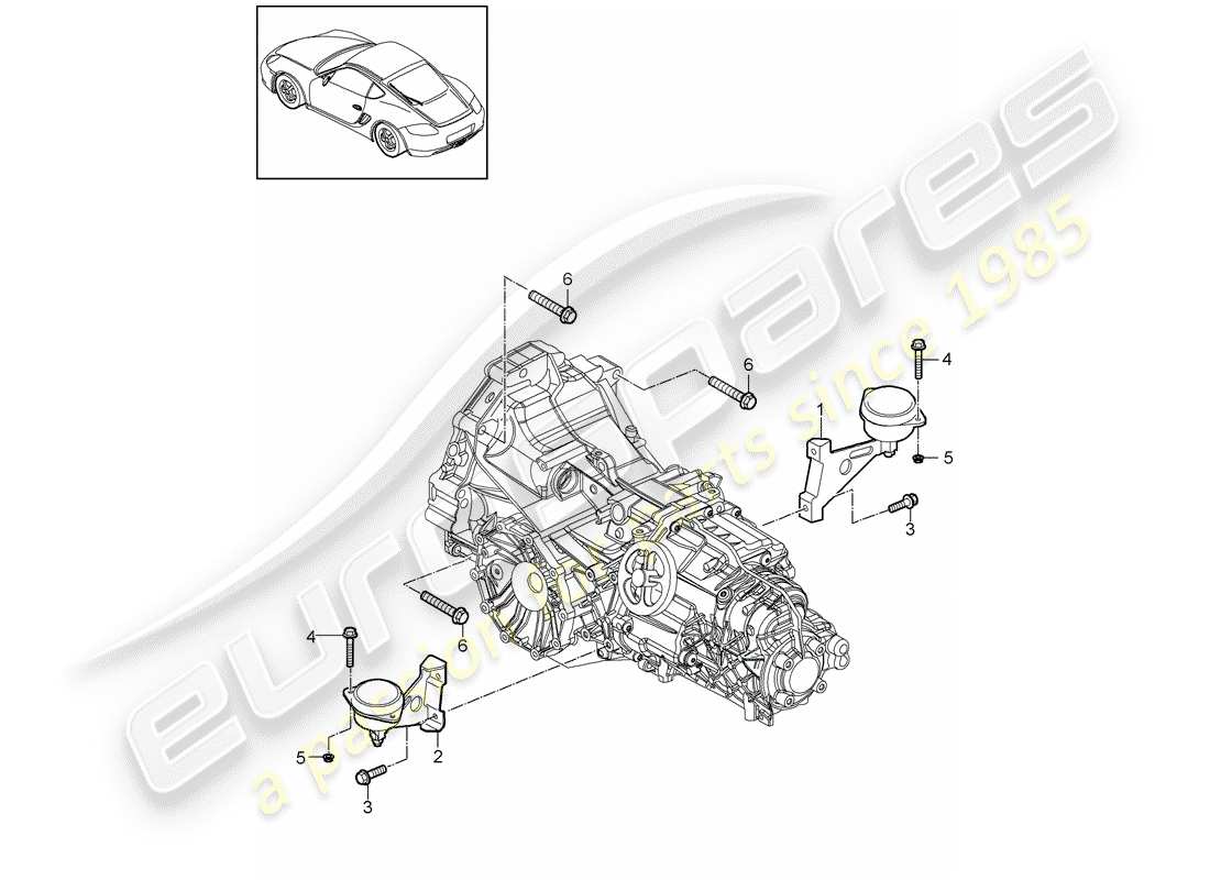 porsche 2012 (987 cayman) schema delle parti del cambio manuale