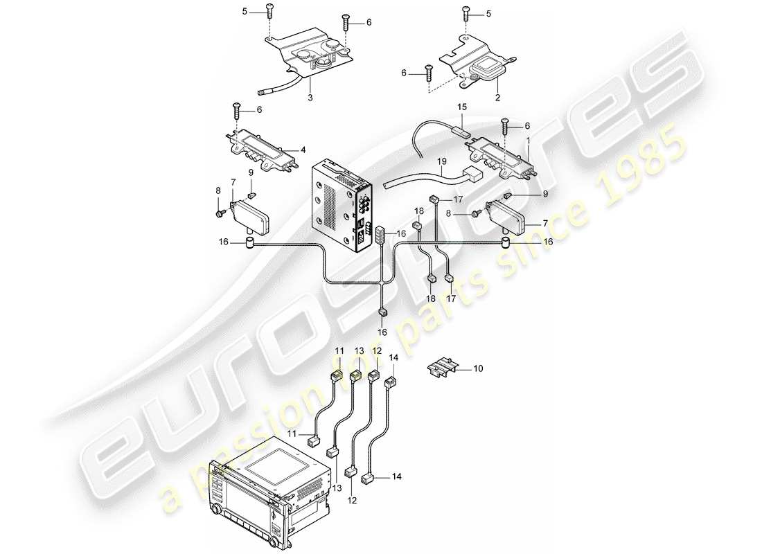 porsche 2007 (cayenne e1 9pa) amplificatore d'antenna diagramma delle parti