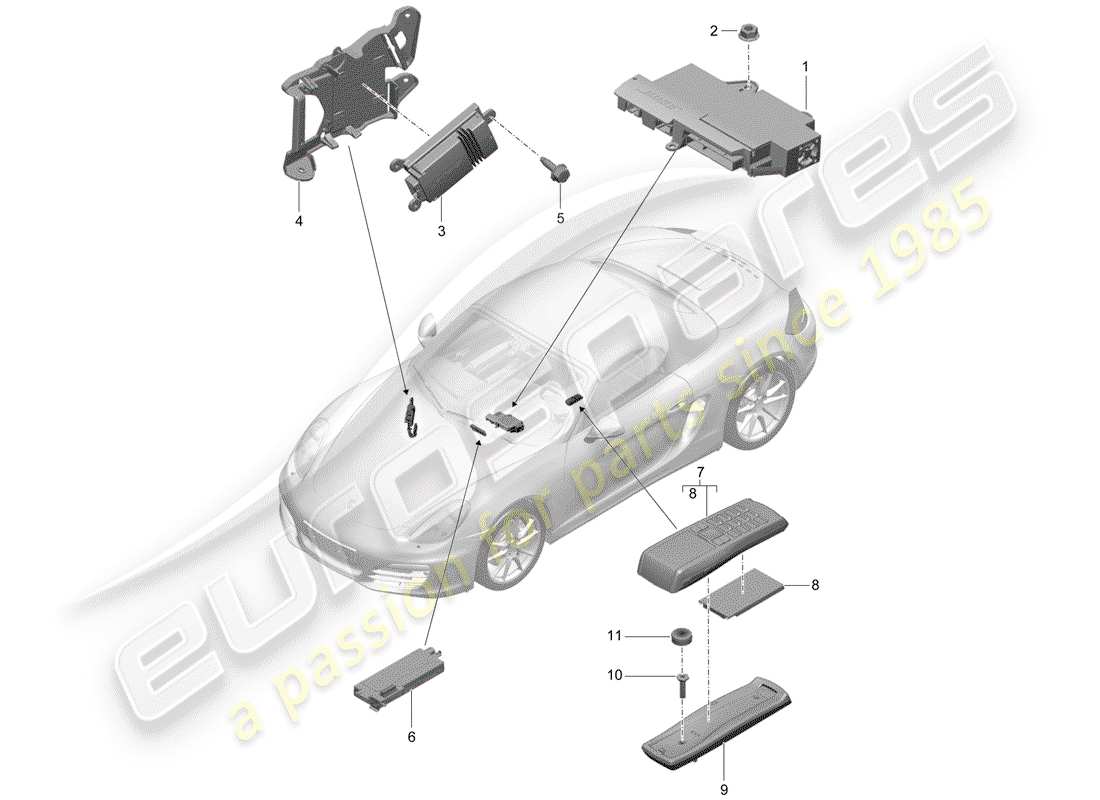 porsche 2012 (981 boxster) amplificatore diagramma delle parti
