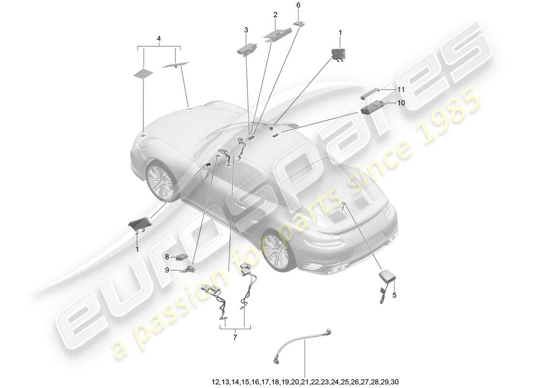 porsche 2014 (991-1 turbo) antenna diagramma delle parti