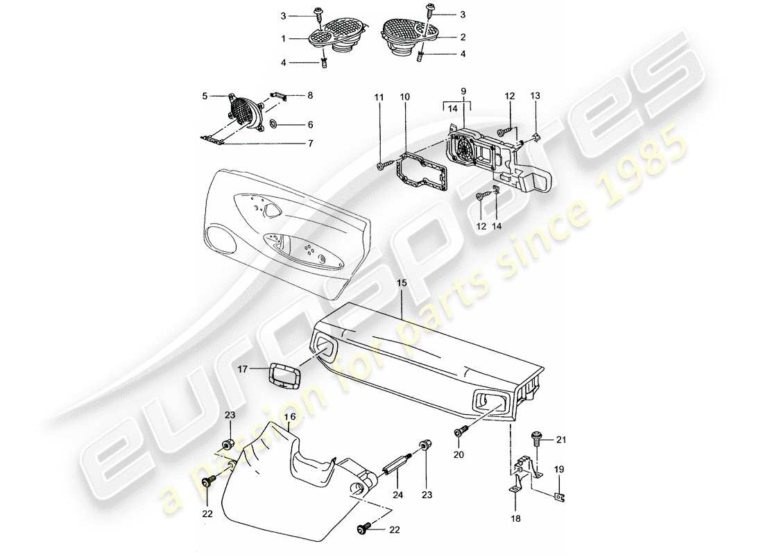 porsche 2004 (996) altoparlante - d - mj 2002>> diagramma delle parti