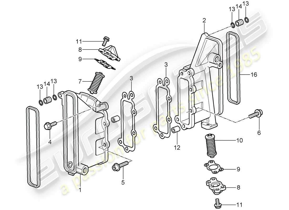 porsche 2008 (997-1 gt3) cassa catena diagramma delle parti