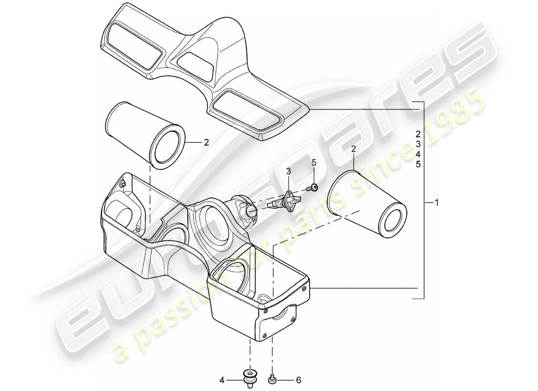 porsche 2008 (997-1 gt3) diagramma delle parti del filtro dell'aria