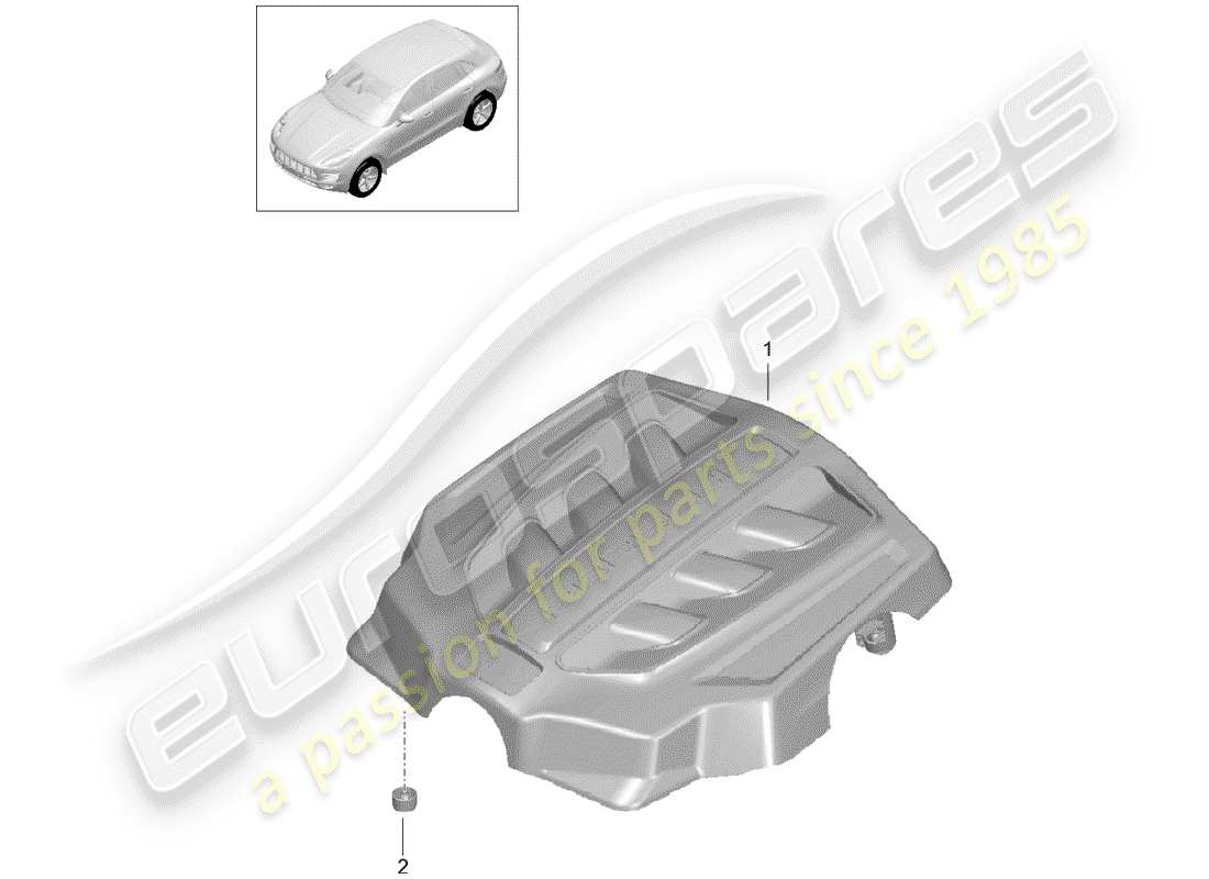 porsche 2018 (macan) schema delle parti copertura motore