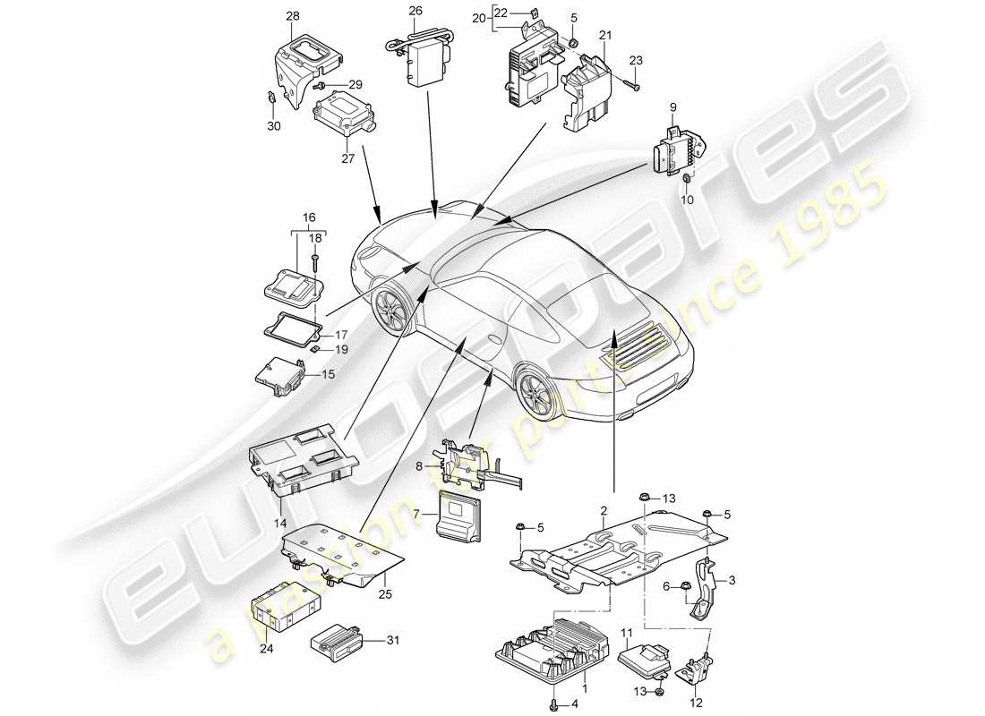 porsche 2011 (997-2) unità di controllo diagramma delle parti