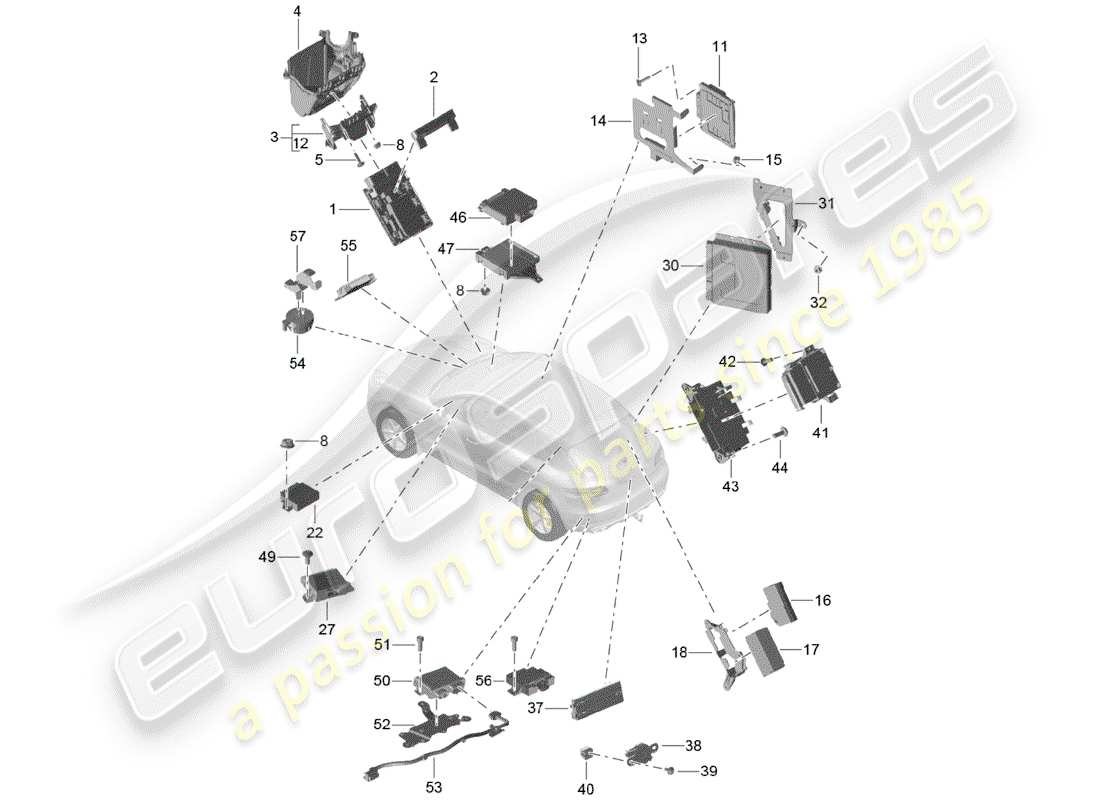 porsche 2018 (macan) unità di controllo diagramma delle parti