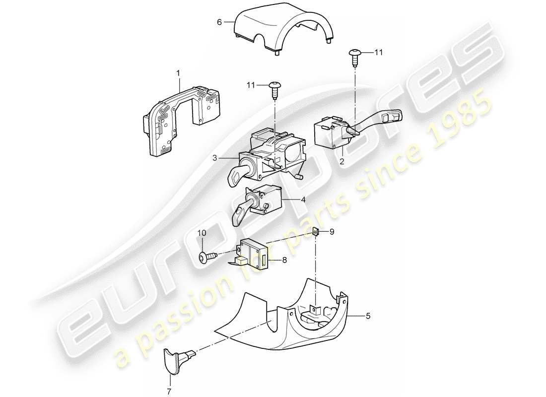 porsche 2010 (cayenne e1 9pa) interruttore piantone sterzo diagramma delle parti