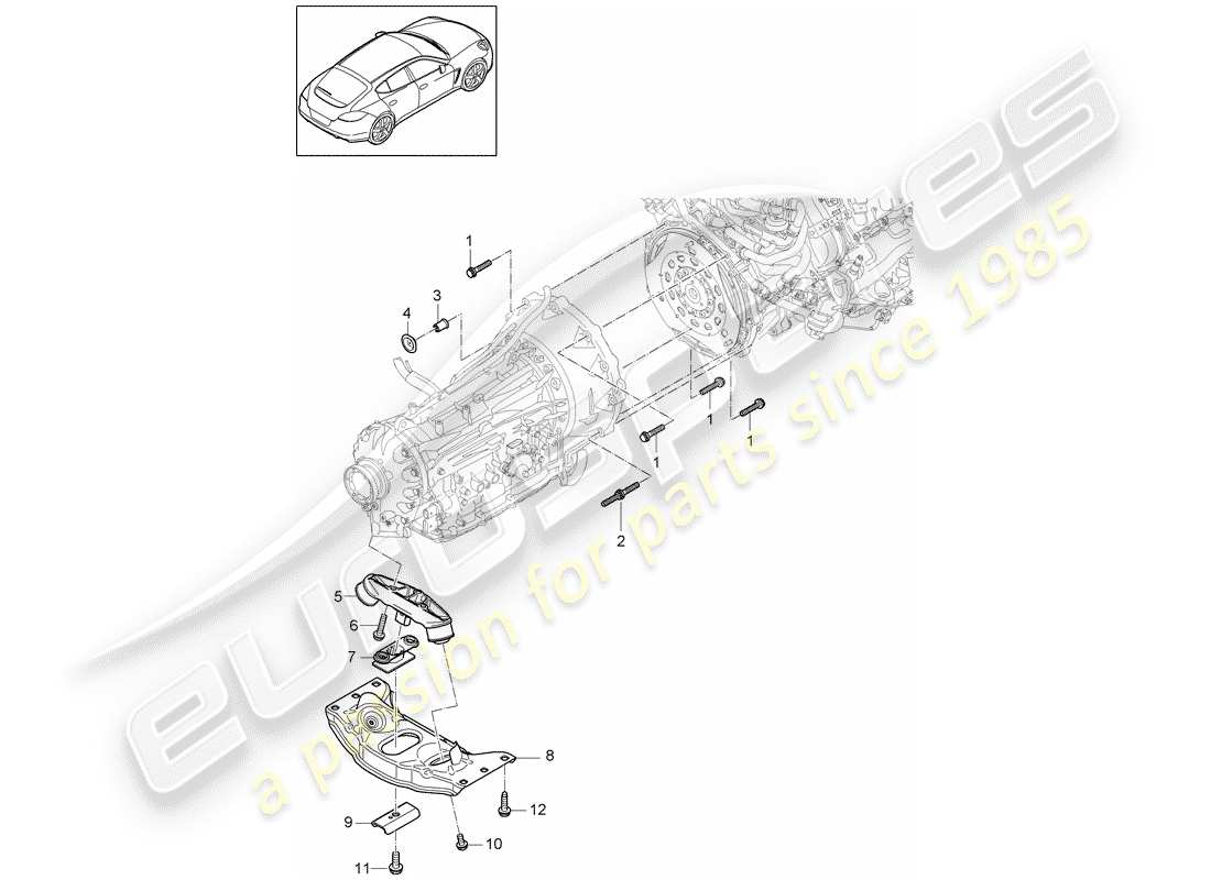 porsche 2010 (panamera 970) parti di montaggio per motore e diagramma delle parti