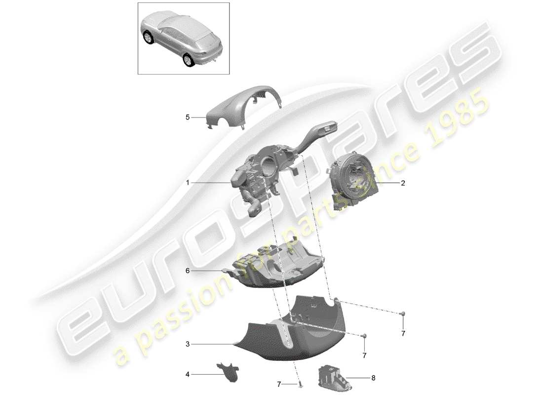 porsche 2015 (macan) interruttore piantone sterzo diagramma delle parti
