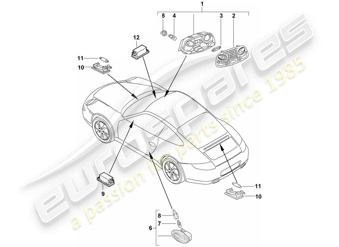 porsche 2011 (997-2) luci interne diagramma delle parti