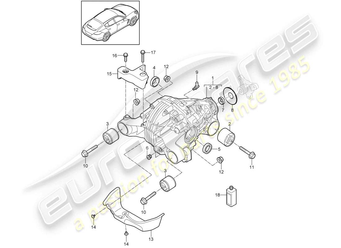 porsche 2010 (cayenne e1 9pa) differenziale dell'asse posteriore diagramma delle parti