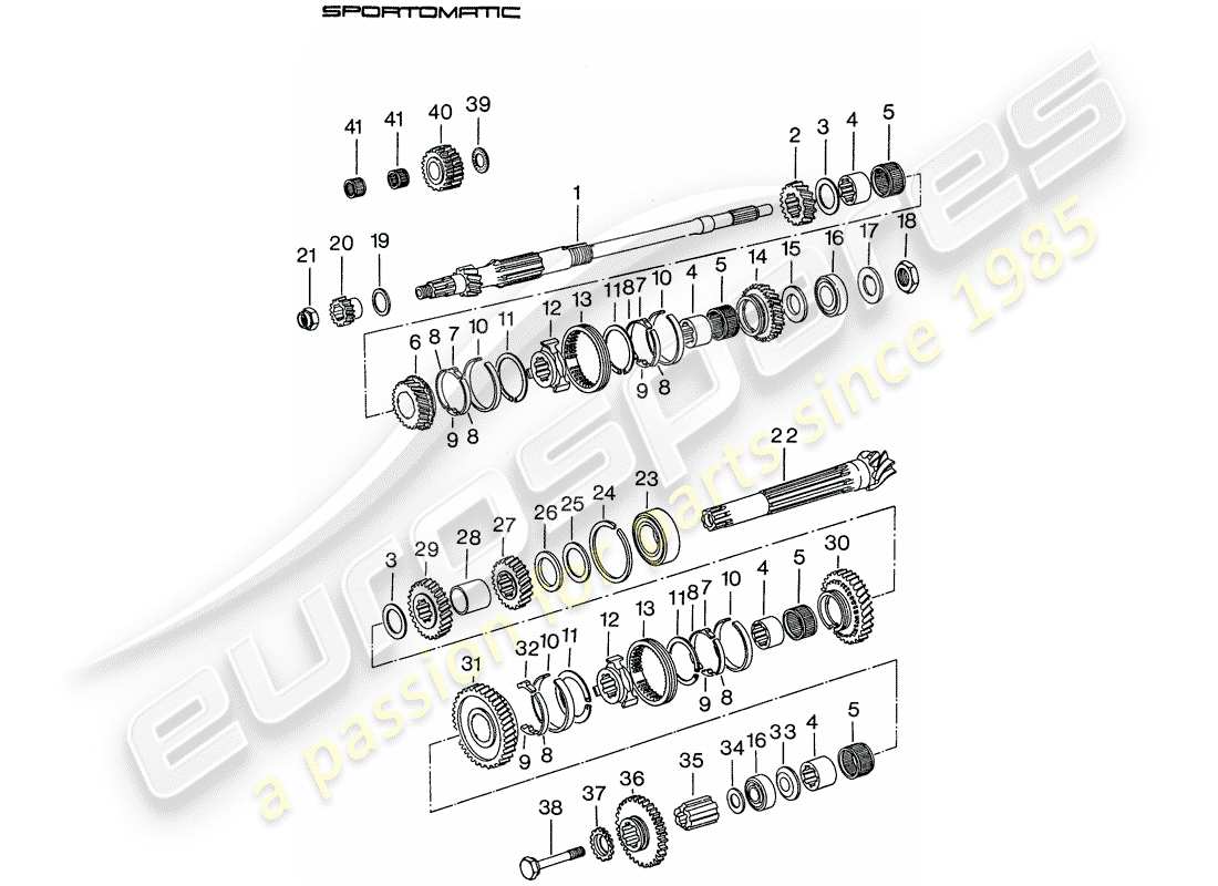porsche 1975 (911) ingranaggi e alberi diagramma delle parti