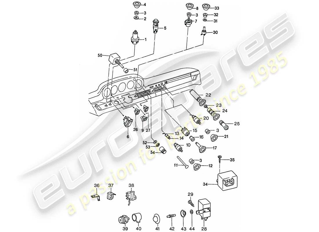 porsche 1975 (911) interruttore diagramma delle parti