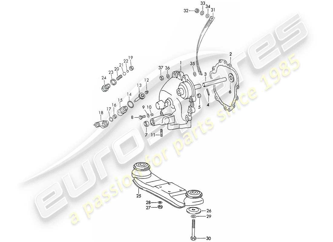 porsche 1973 (911) coperchio trasmissione - sospensione trasmissione - sportomatic - d >> - mj 1971 schema delle parti