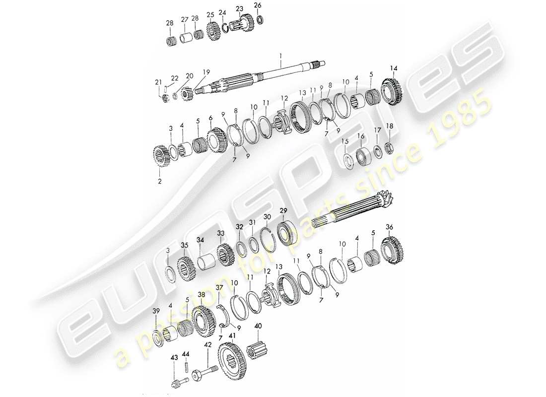 porsche 1973 (911) ingranaggi e alberi - sportomatic - - d >> - mj 1970 schema delle parti