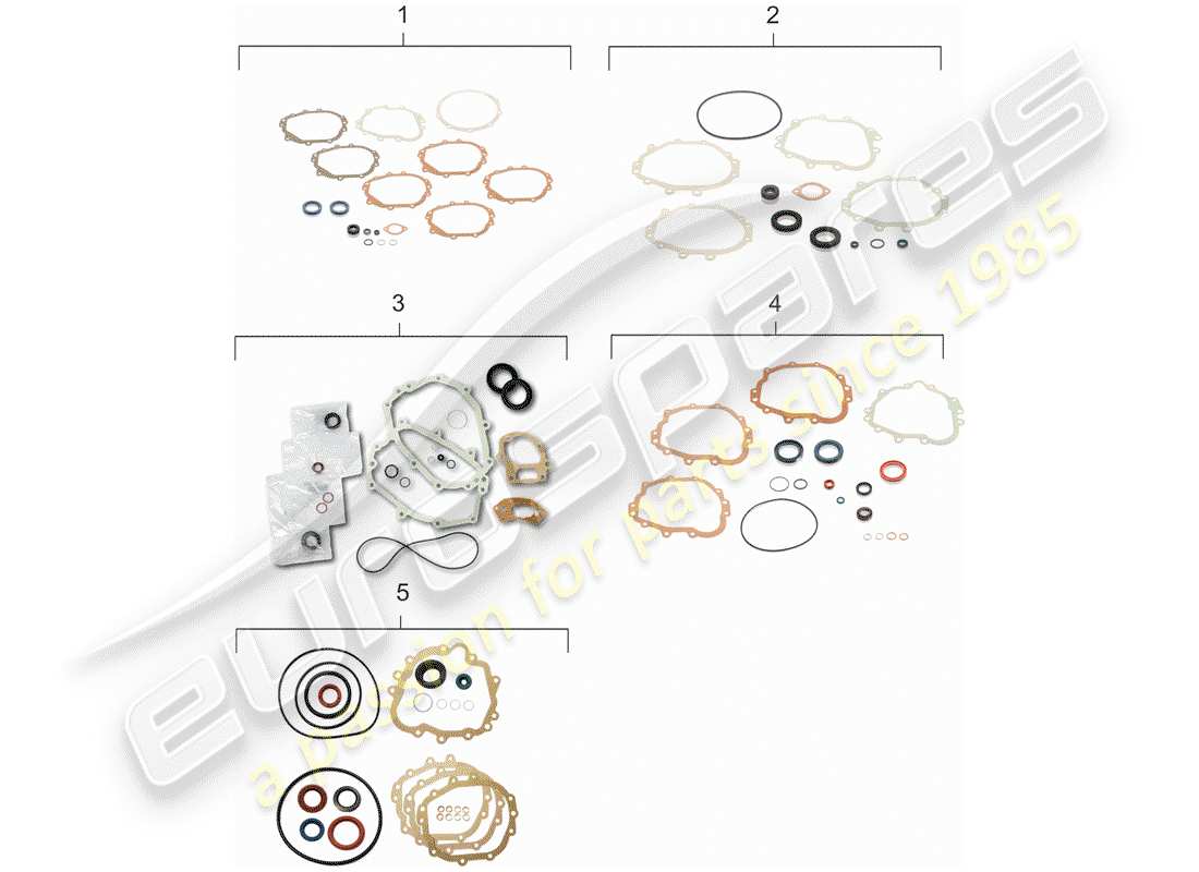 porsche 1973 (911) trasmissione di ricambio - kit di riparazione - set guarnizioni diagramma delle parti