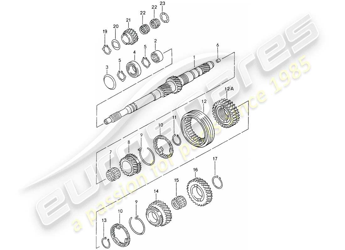 porsche 2000 (986 boxster) ingranaggi e alberi diagramma delle parti