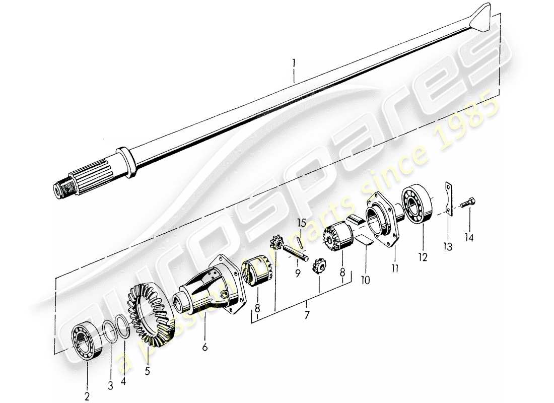 porsche 1954 (356/356a) differenziale diagramma delle parti