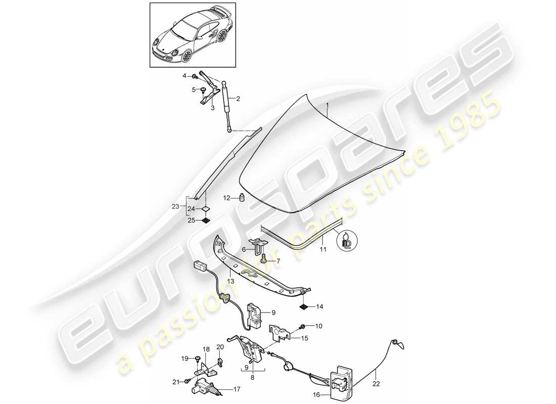 porsche 2013 (997-2 turbo / gt2 rs) copertina diagramma delle parti