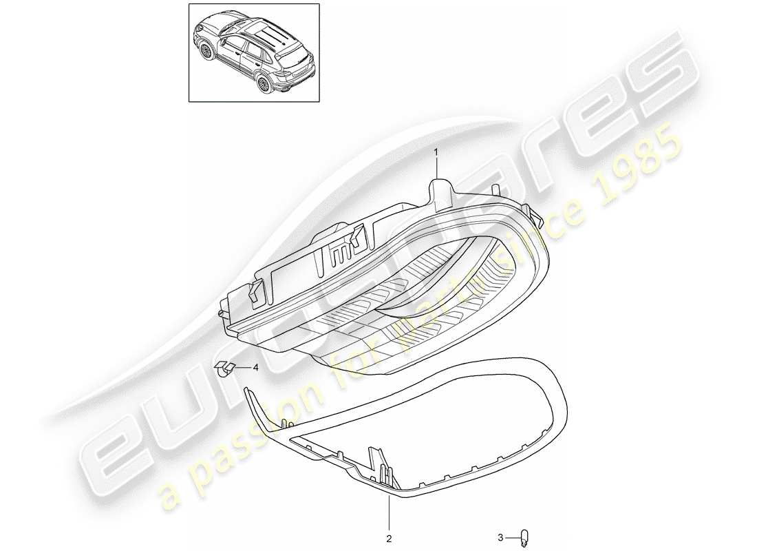 porsche 2014 (cayenne e2 92a) staffa schema delle parti