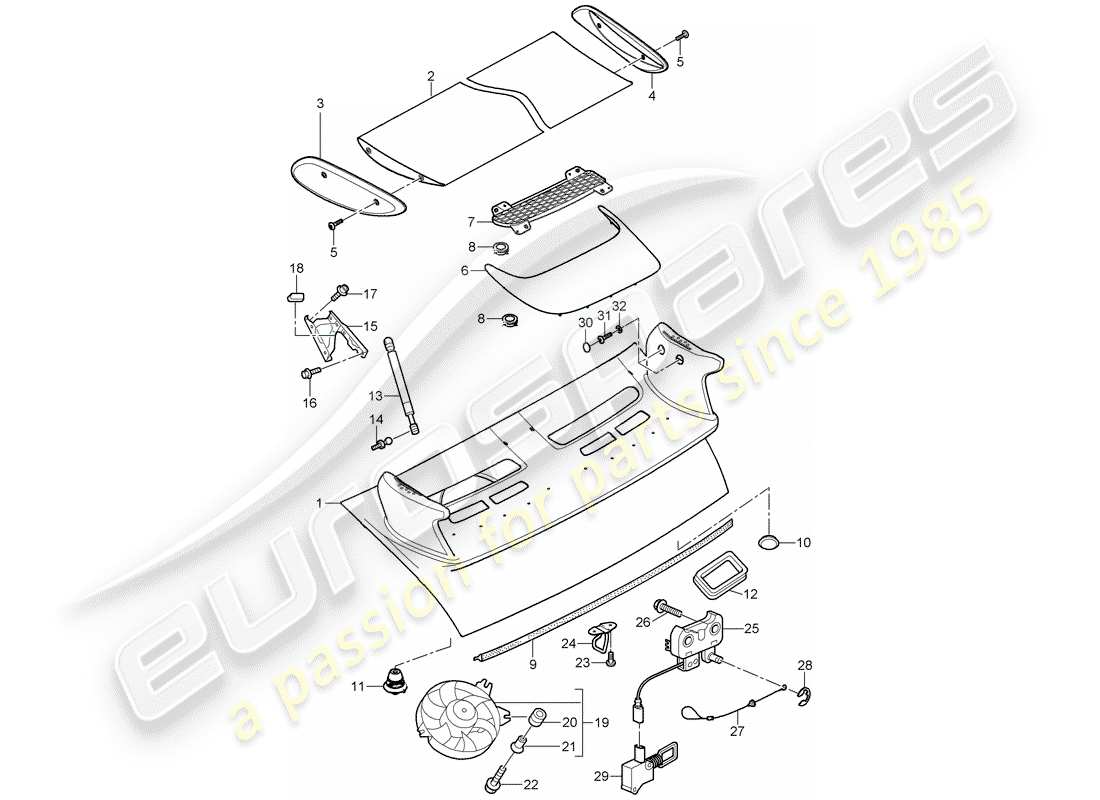 porsche 2008 (997-1 gt3) copertina diagramma delle parti