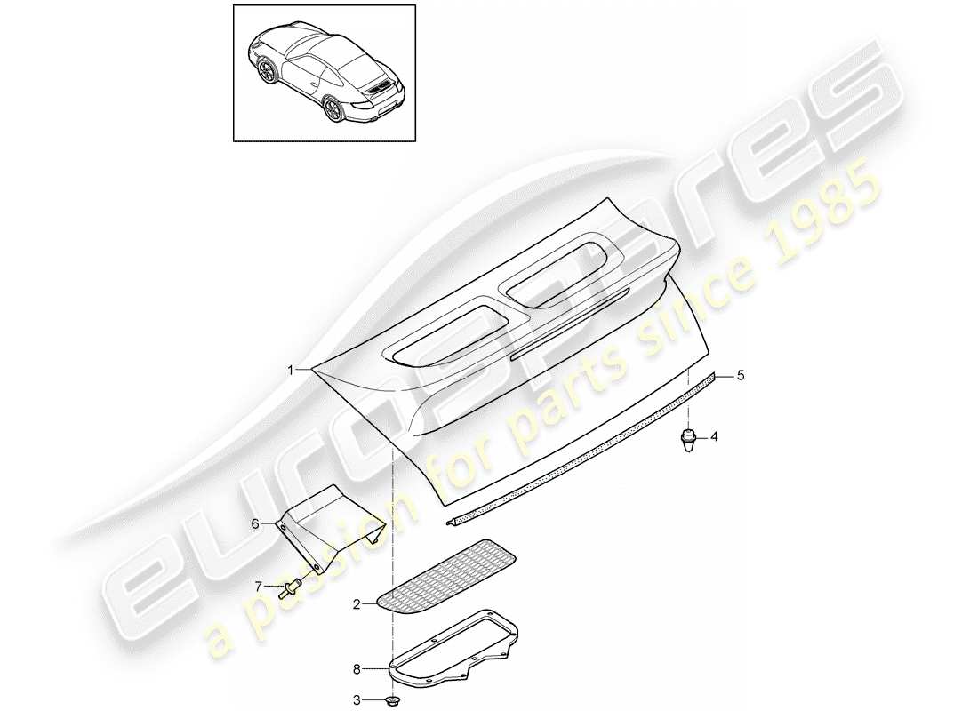 porsche 2011 (997-2) coperchio dello spoiler diagramma delle parti