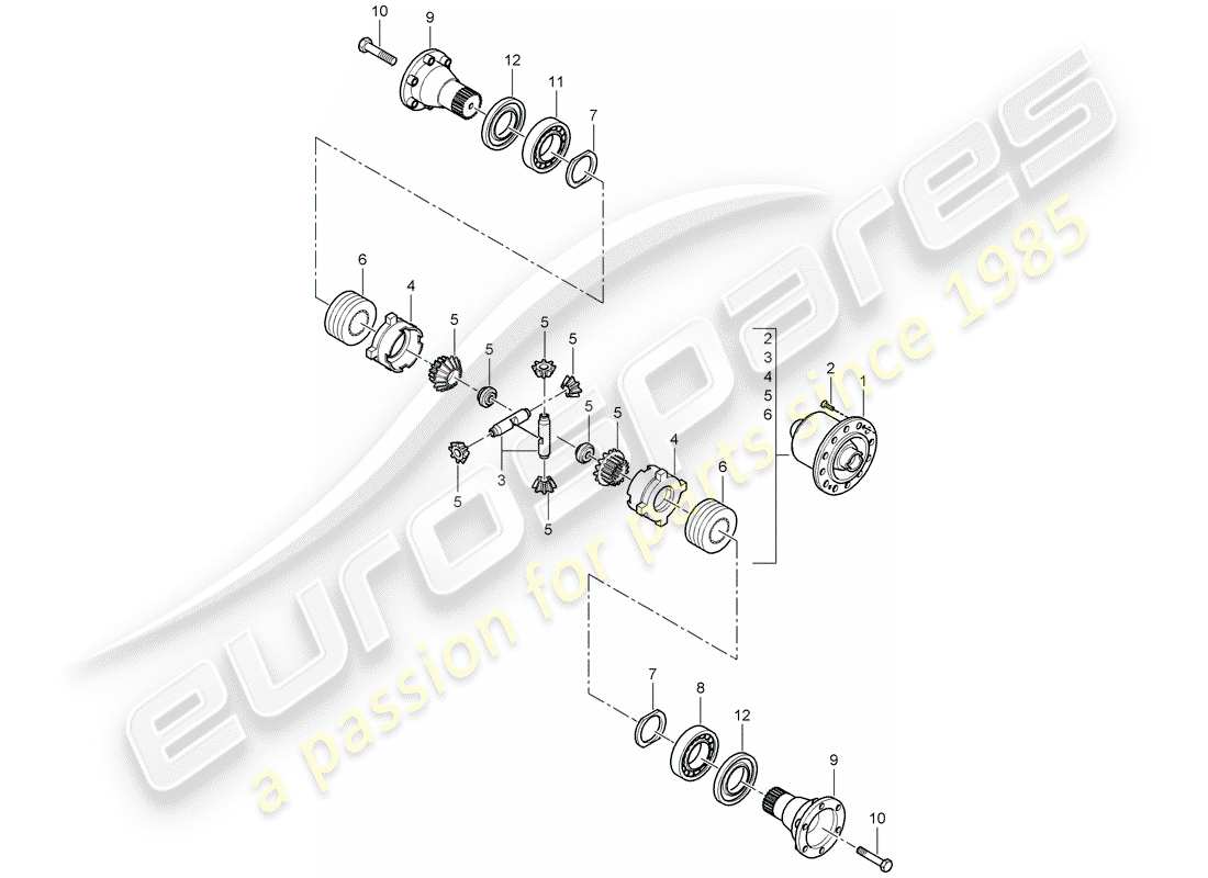 porsche 2008 (997-1 gt3) differenziale di slittamento limitato diagramma delle parti