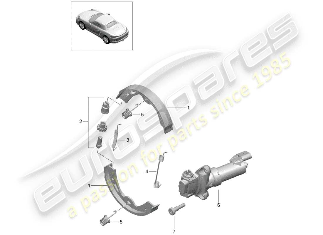 porsche 2018 (718 boxster) schema delle parti del freno di stazionamento