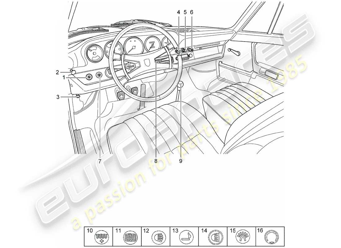 porsche 1973 (911) pulsante - interruttore - d - mj 1968>> diagramma delle parti