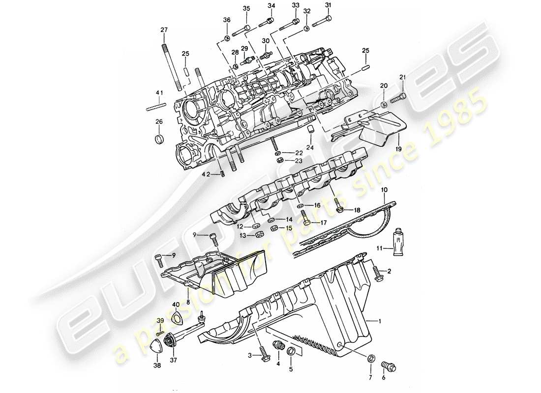 porsche 1995 (968) basamento - fissaggi diagramma delle parti
