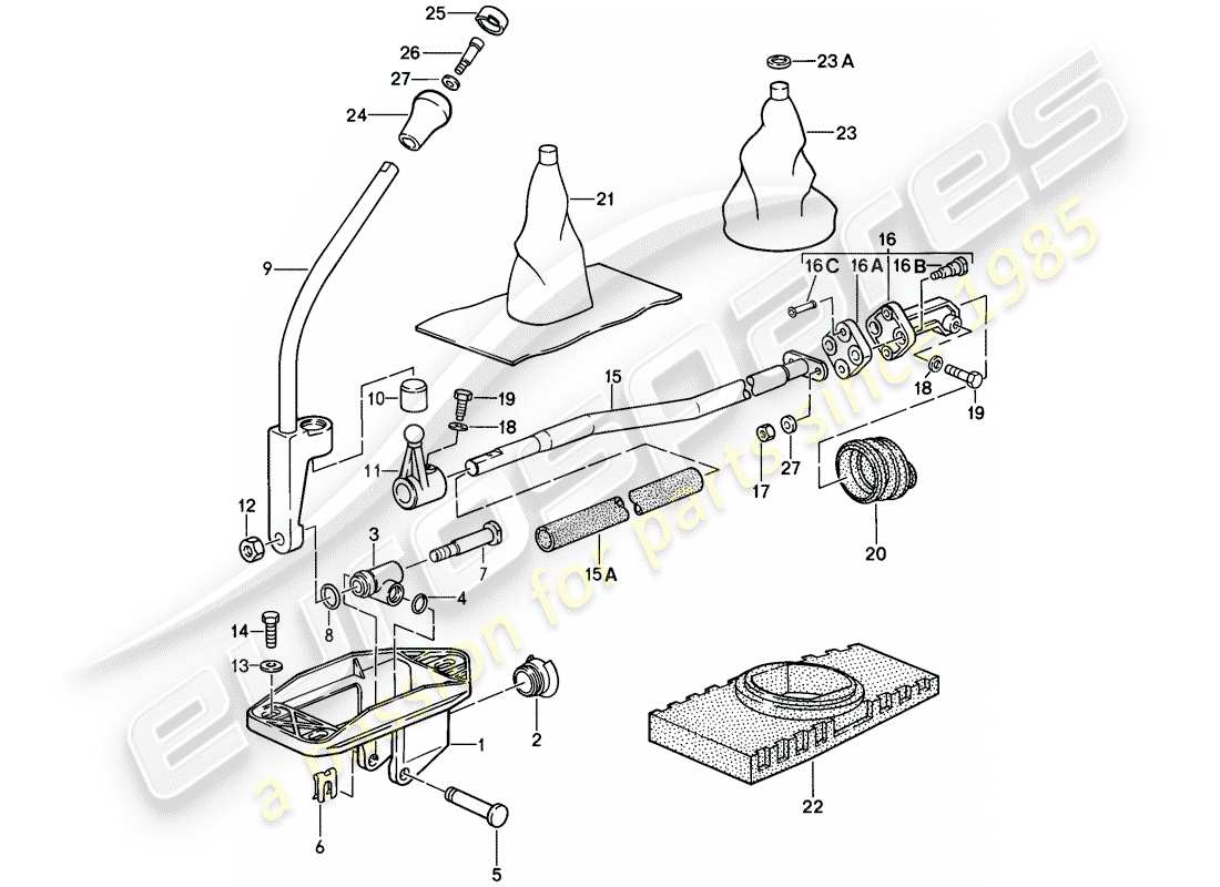 porsche 1987 (911) controllo della trasmissione diagramma delle parti