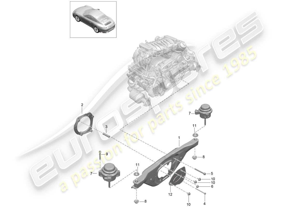 porsche 2020 (991-2) attrezzatura di sollevamento motore schema delle parti