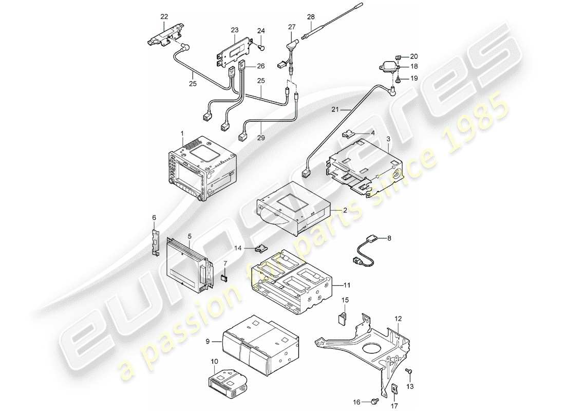 porsche 2005 (997-1) unità radio diagramma delle parti