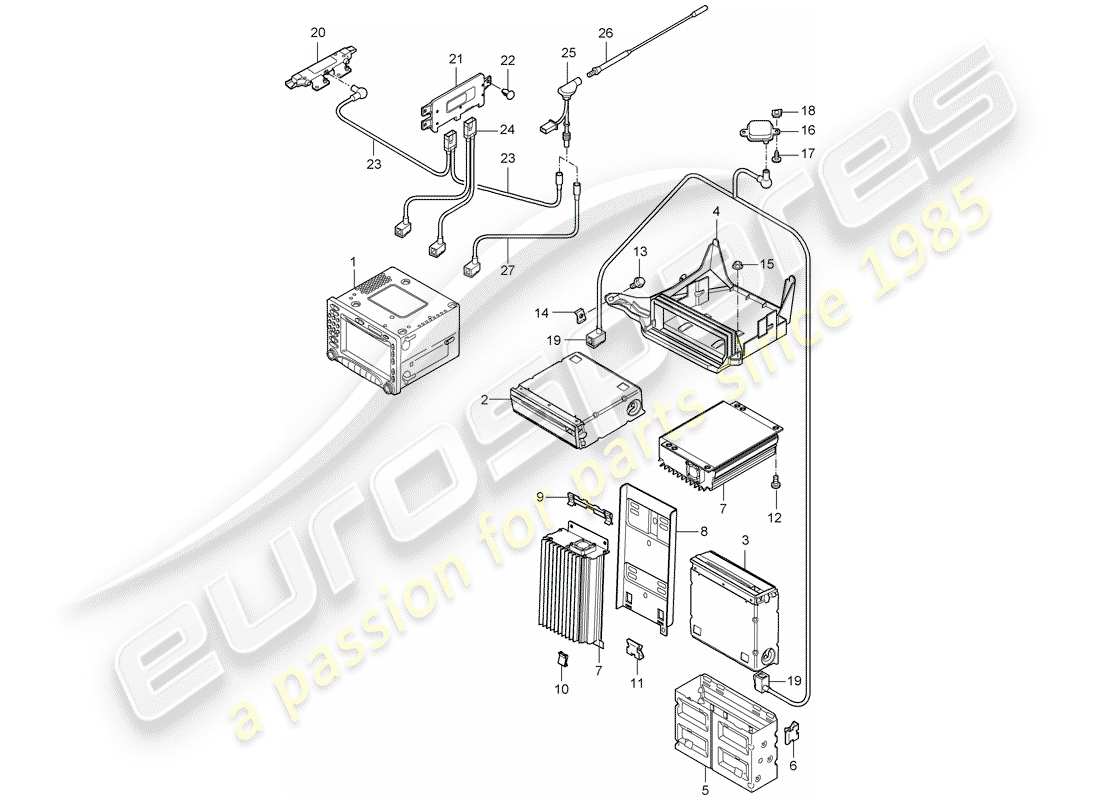porsche 2009 (997-2 gt3) unità radio diagramma delle parti