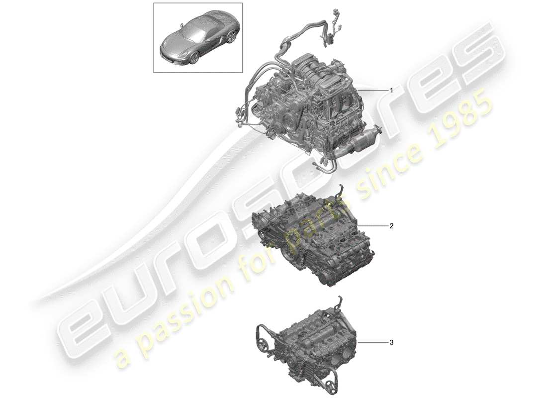 porsche 2015 (981 boxster) motore di sostituzione schema delle parti