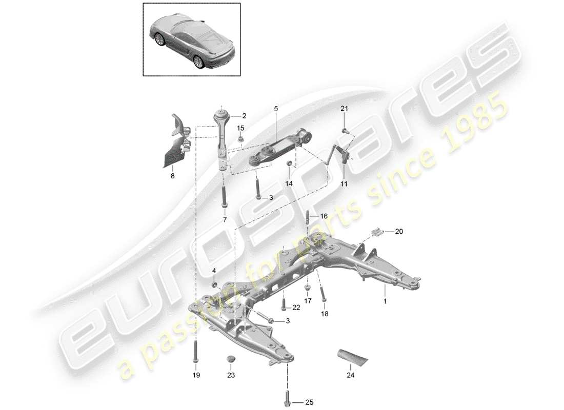 porsche 2016 (981 cayman gt4) diagramma delle parti della traversa
