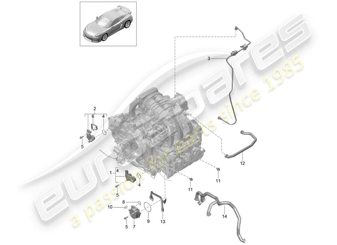 porsche 2016 (981 cayman gt4) basamento diagramma delle parti