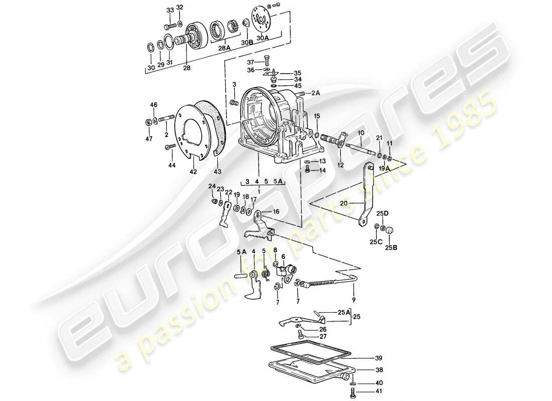 porsche 1986 (924s) cassa trasmissione - cambio automatico diagramma delle parti