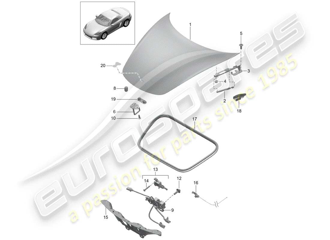 porsche 2018 (718 boxster) copertina diagramma delle parti
