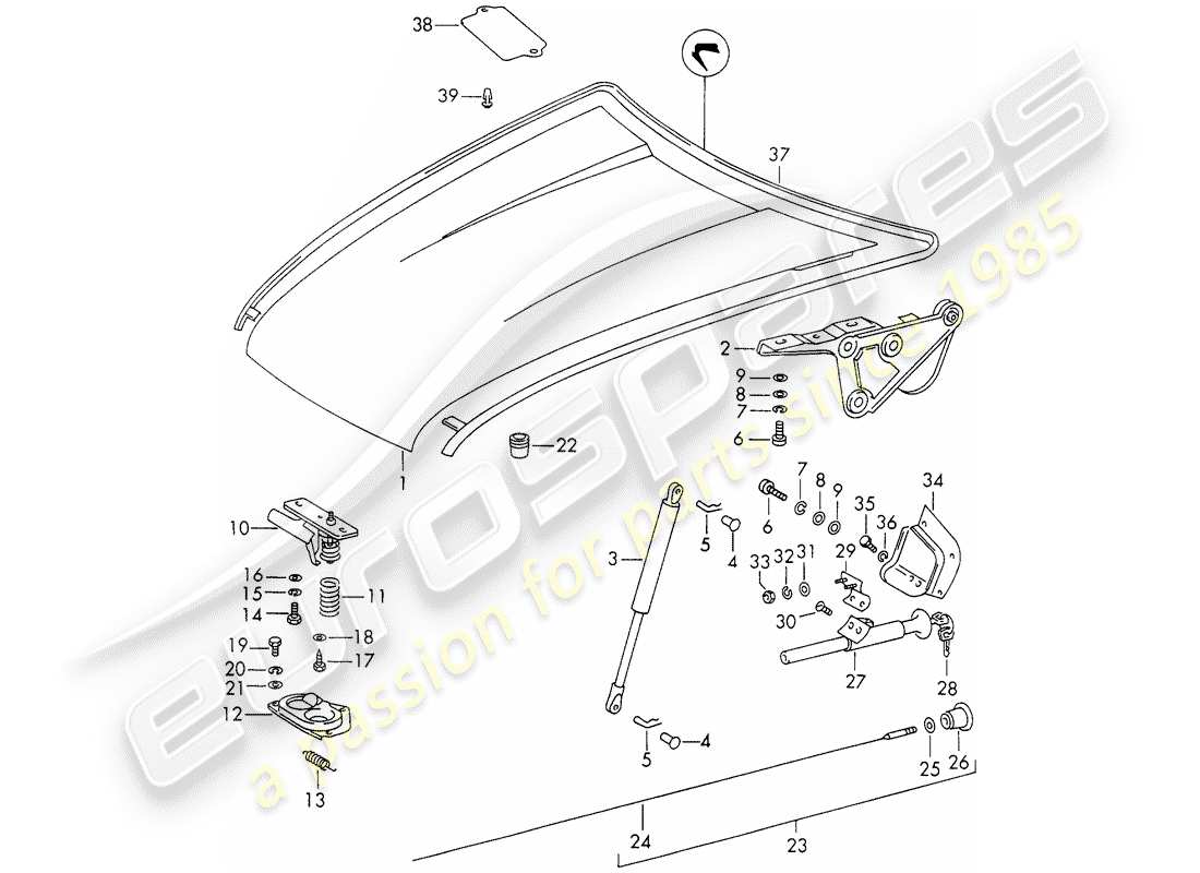 porsche 1973 (911) copertina diagramma delle parti