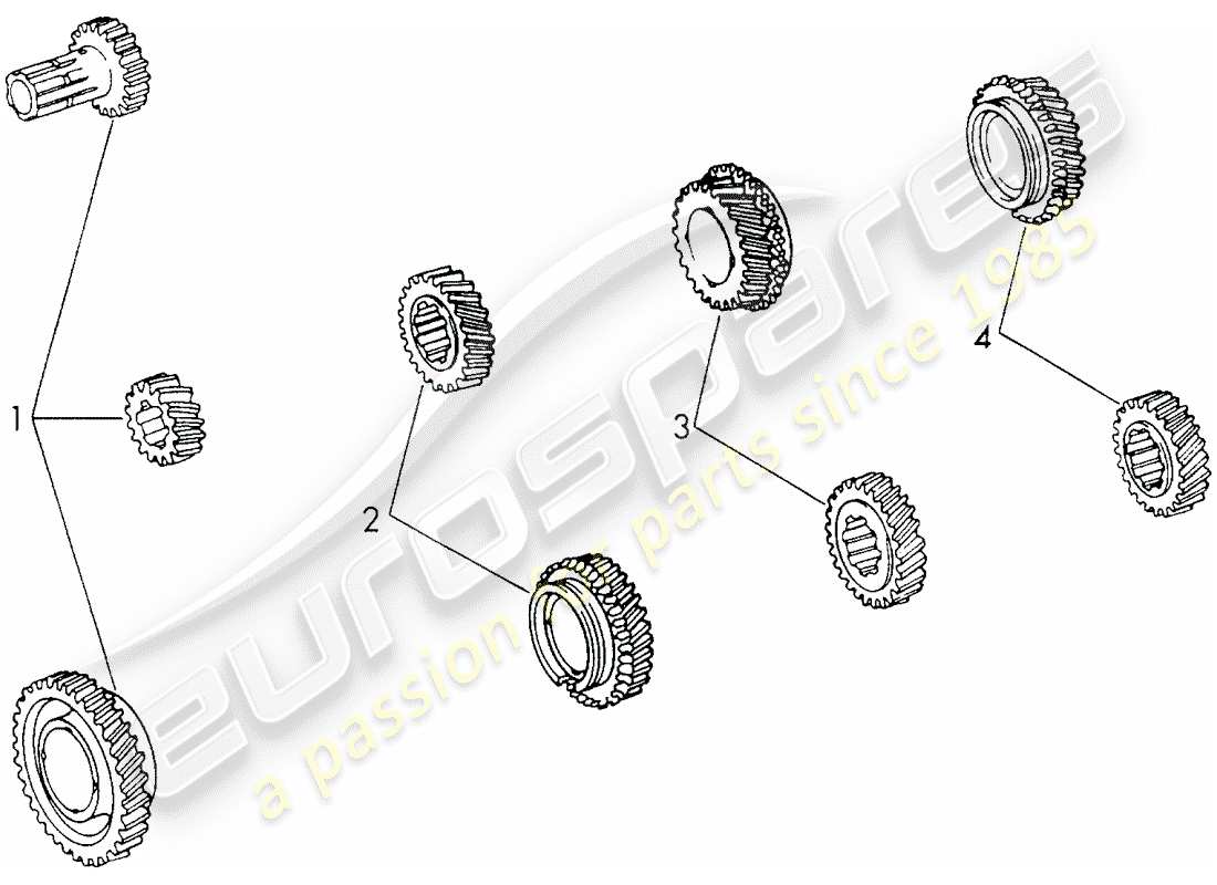 porsche 1973 (911) gruppi ruote dentate - per - 4-speed - trasmissione - sportomatic - d >> - mj 1971 schema delle parti