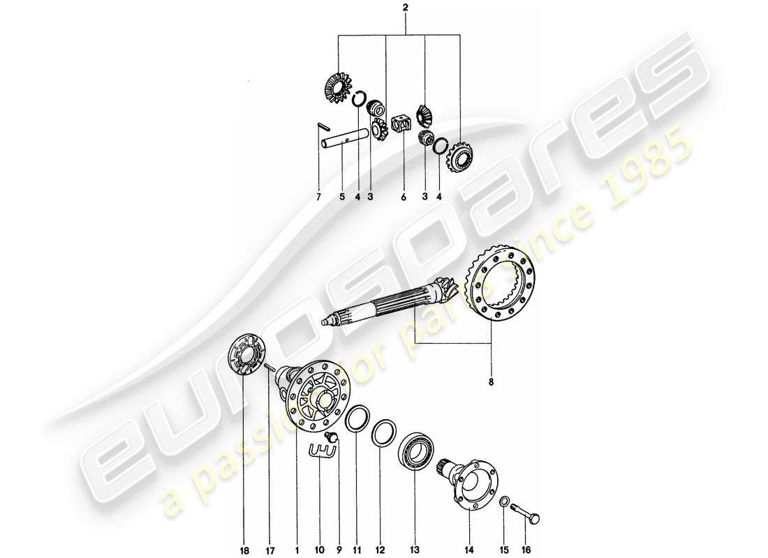 porsche 1976 (911) differenziale diagramma delle parti