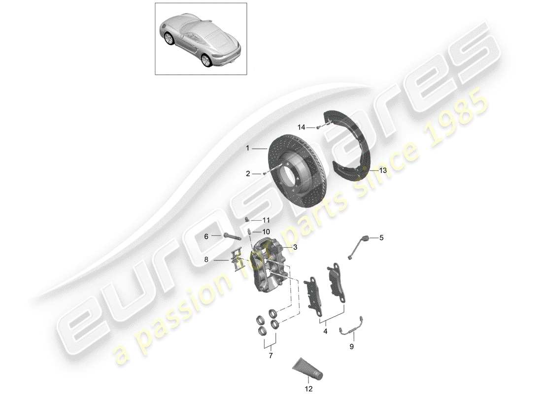 porsche 2020 (718 cayman) freni a disco diagramma delle parti