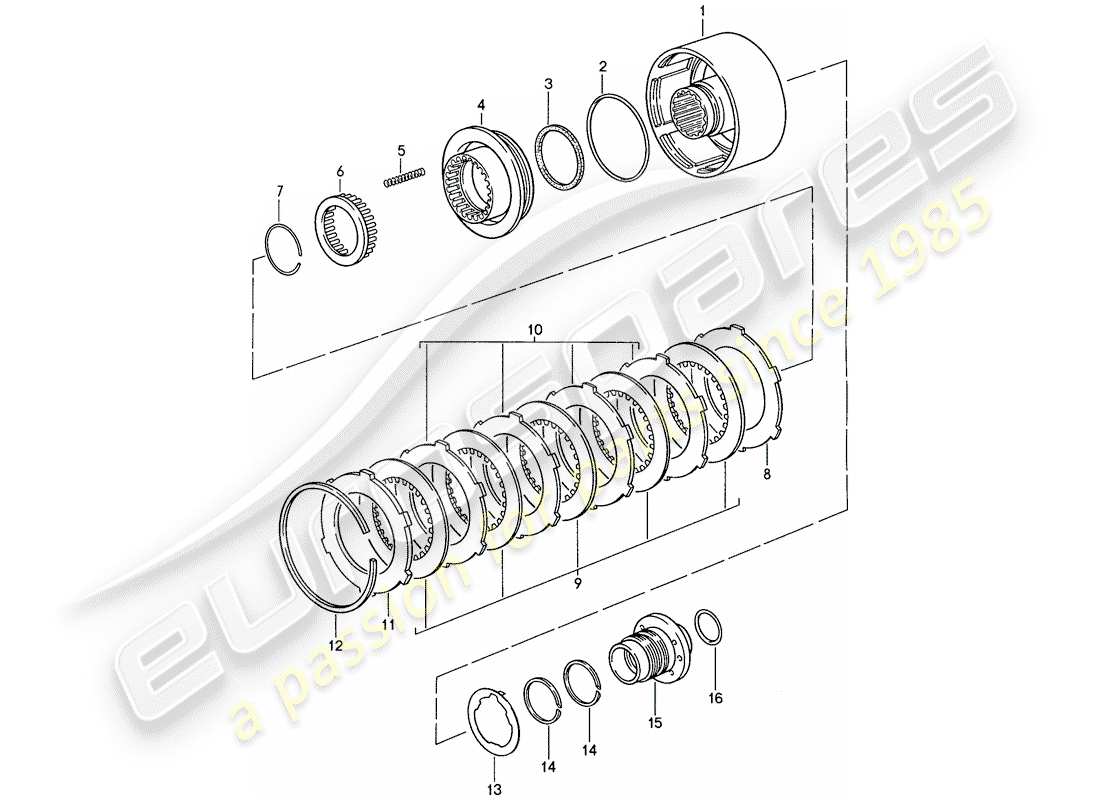 porsche 1987 (928) cambio automatico - frizione - k 2 diagramma delle parti