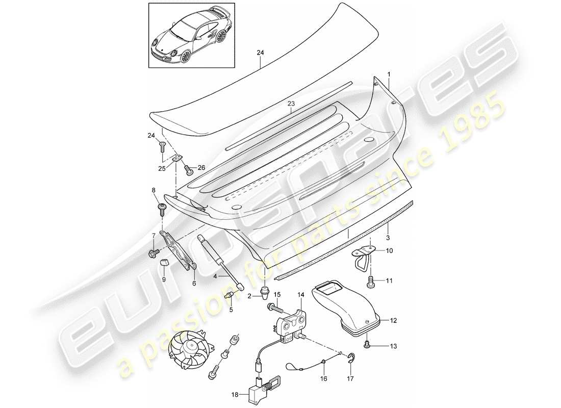porsche 2013 (997-2 turbo / gt2 rs) copertina diagramma delle parti