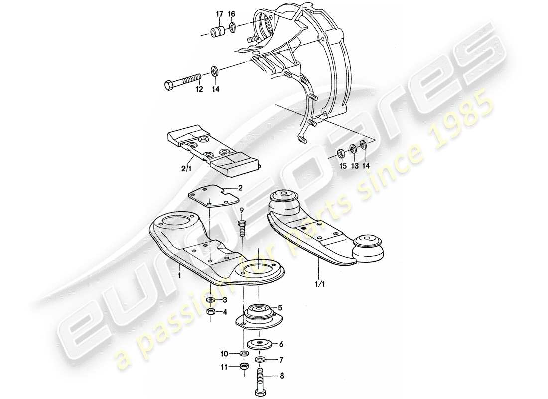 porsche 1976 (911) sospensione della trasmissione diagramma delle parti