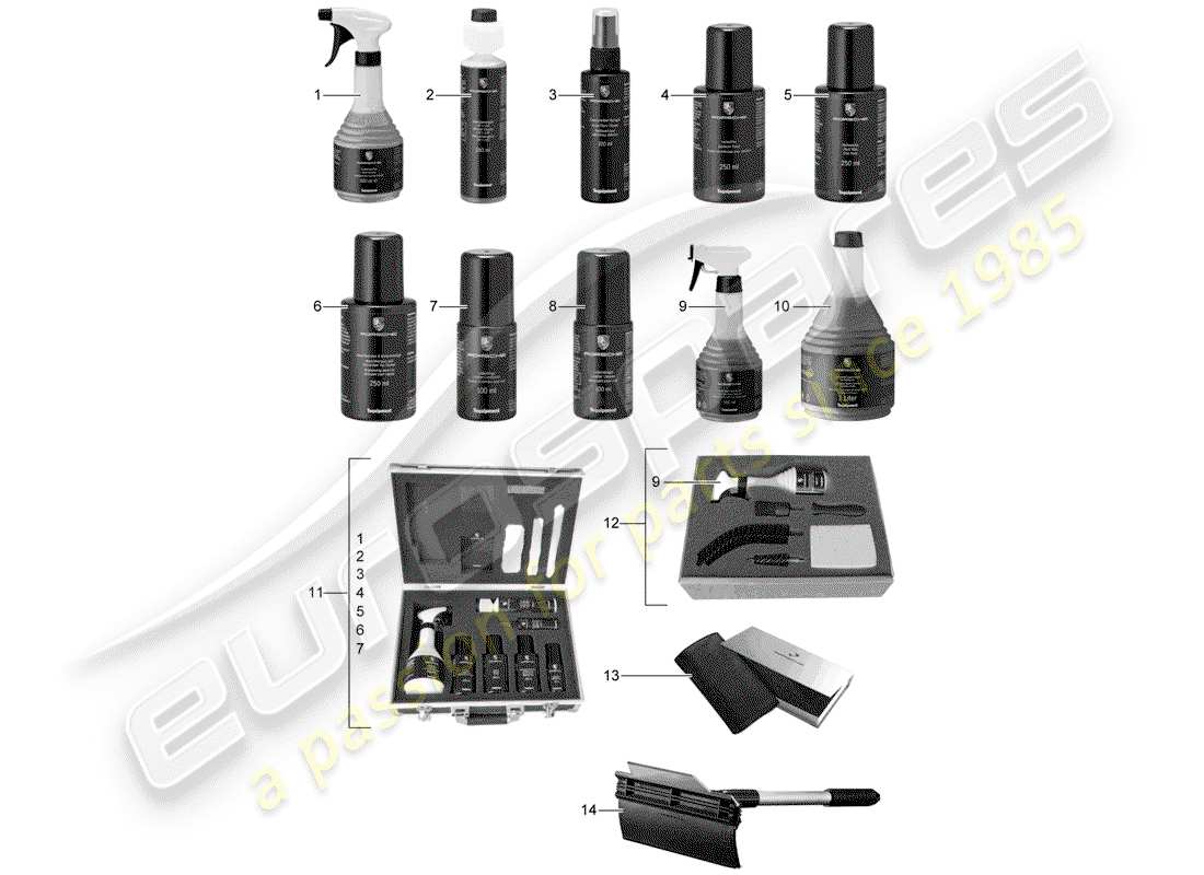 porsche 2011 (tequipment) agente di pulizia diagramma delle parti