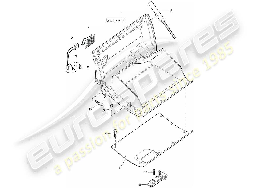 porsche 2001 (986 boxster) scatola portaoggetti - d - mj 2003>> diagramma delle parti