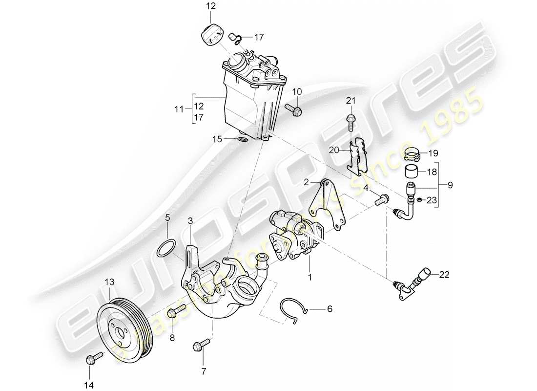 porsche 2008 (997-1 gt3) servosterzo diagramma delle parti